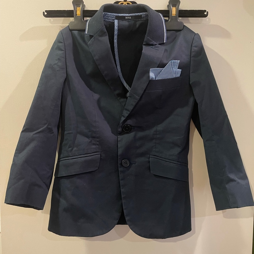 Boys Navy Blazer with Pocket Square